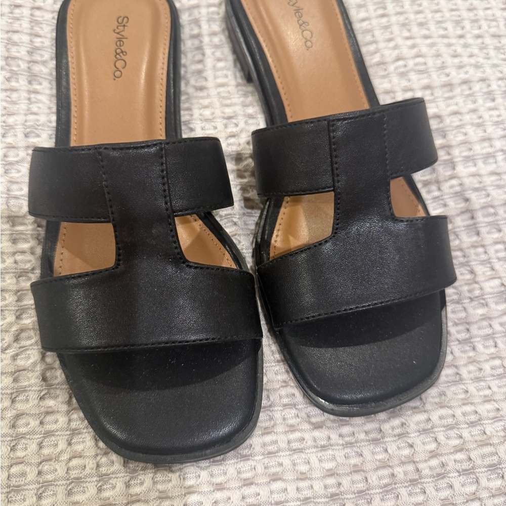 Style & Co. Women's Black Slide Sandals